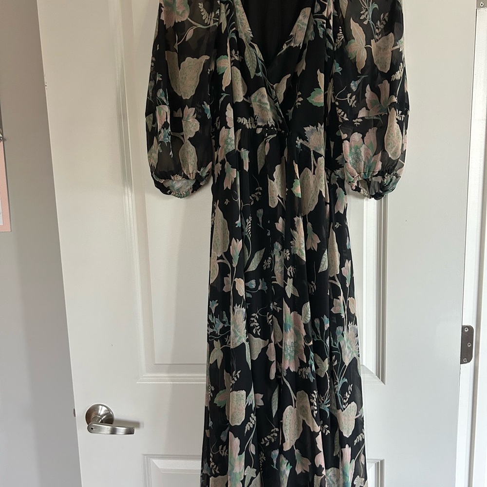 Long Floral Black Dress
